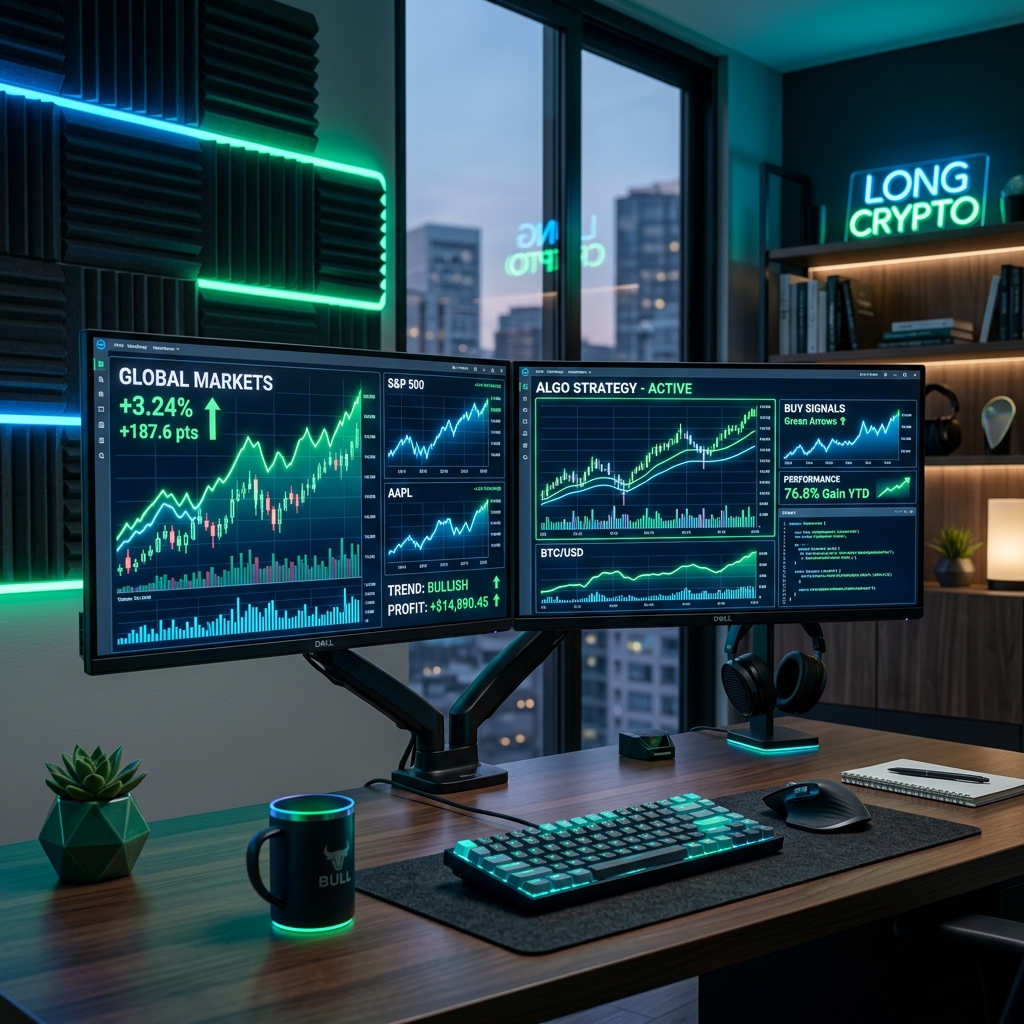 A glowing smartphone interface showing explosive side hustle growth, money symbols and dynamic graphs, dark background with neon accents, 3d render, cinematic lighting. No people.